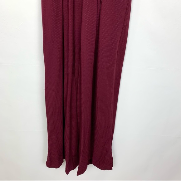 NWT Gal Meets Glam Luella Ruched Shoulder Crop Wide Leg Jumpsuit Oxblood Red - Picture 6 of 11